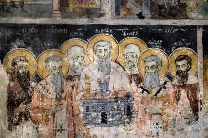 Sveti Ćiril i Metod s učenicima, među njima sveti Naum Ohridski
