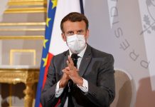 French President Macron attends a meeting with NGO representatives ahead of the G7 Summit