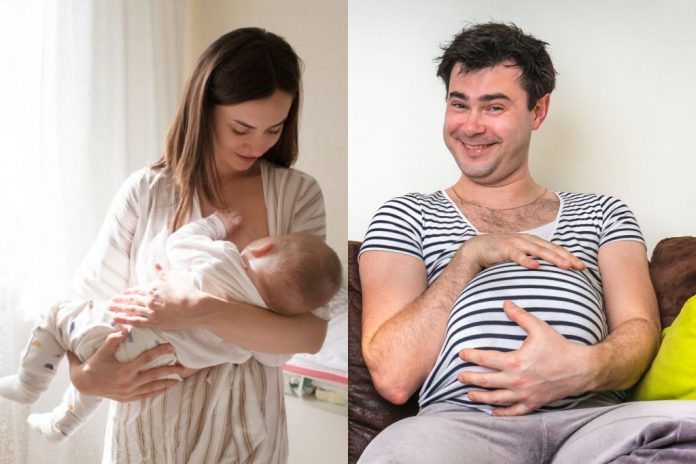 muškarac majka dojenje